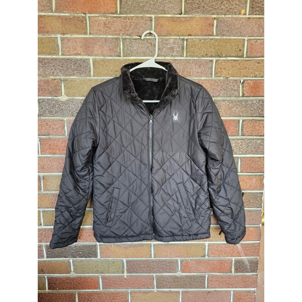 Spyder Kids Reversible Quilted Puffer Fleece Jacket Black Size Large 14/16
